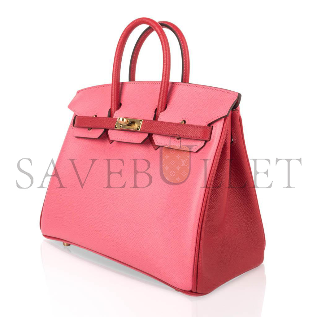 H**mes birkin 30 epsom lipstick pink and red gold buckle bag h028369ck72 (30*23*15cm)
